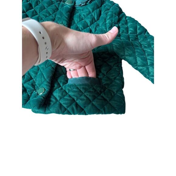 Janie and Jack Velvet Quilted Jacket 3T 4T Enchanted Forest Green Button Front - Picture 8 of 8